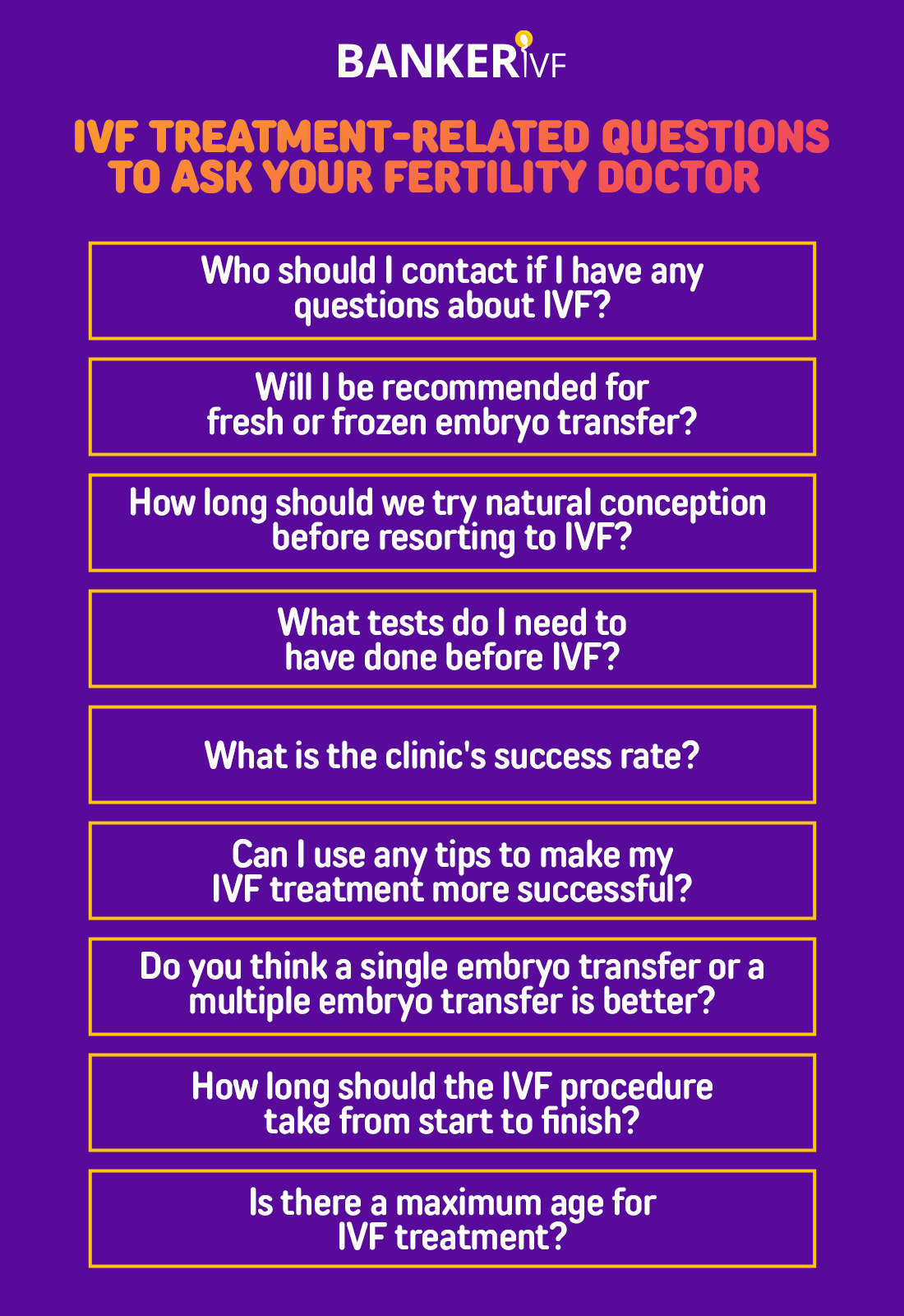 IVF Treatment related questions to ask your doctor